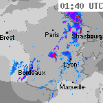 Image radar des précipitations France 03:10 UTC