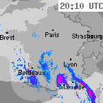 Image radar des précipitations France 21:40 UTC