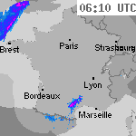 Image radar des pr&eacute;cipitations France 07:40 UTC