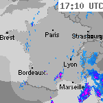 Image radar des pr&eacute;cipitations France 18:40 UTC