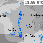 Image radar des pr&eacute;cipitations France 21:25 UTC