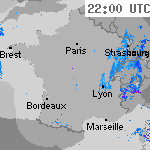Image radar des pr&eacute;cipitations France 23:15 UTC