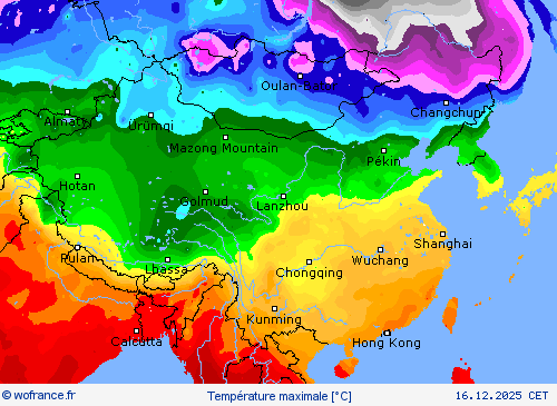 Temp&eacute;rature maximale Cartes de pr&eacute;vision