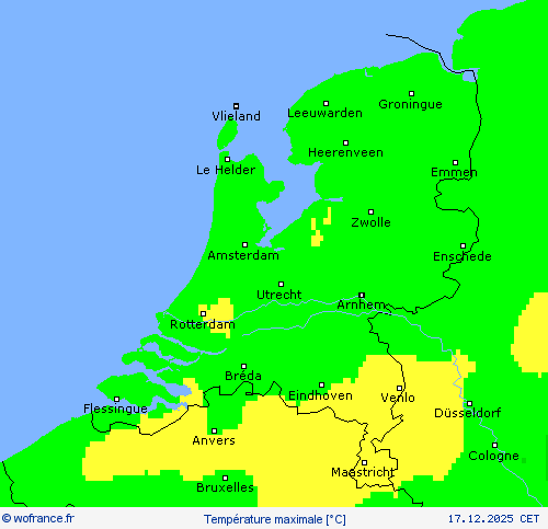 Temp&eacute;rature maximale Cartes de pr&eacute;vision
