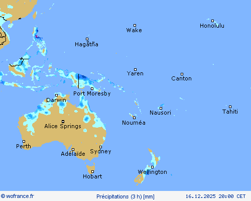 Pr&eacute;cipitations (3 h) Cartes de pr&eacute;vision