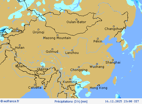 Pr&eacute;cipitations (3 h) Cartes de pr&eacute;vision