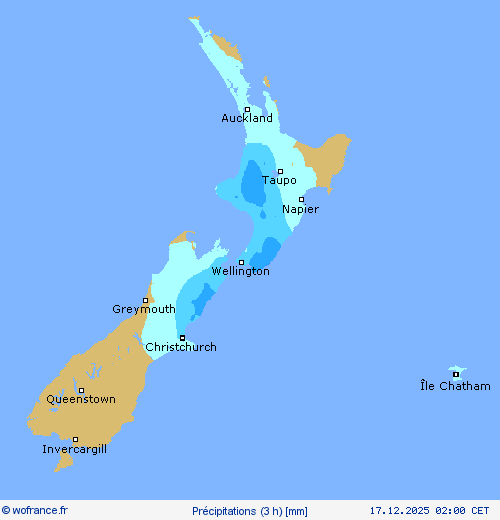 Pr&eacute;cipitations (3 h) Cartes de pr&eacute;vision